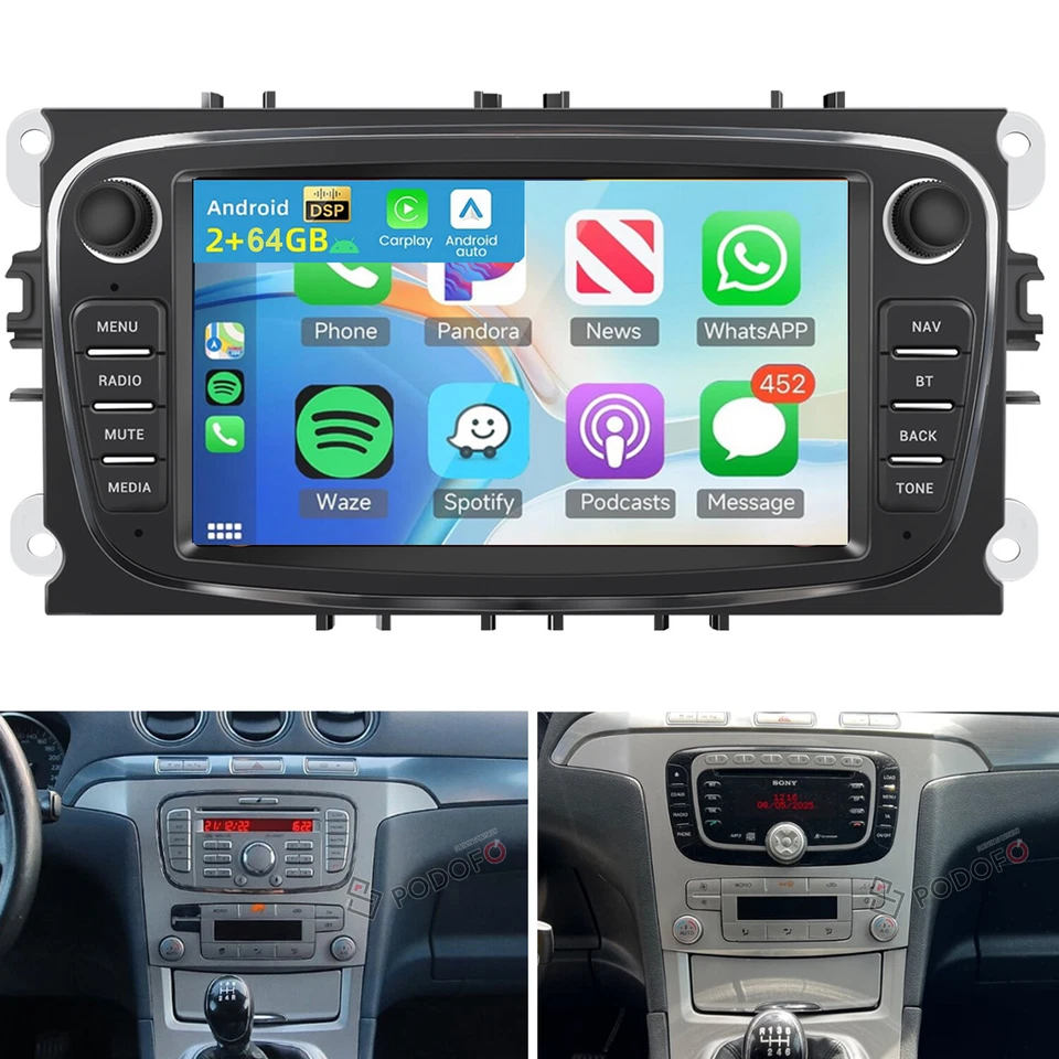 7" Autoradio Für Ford S-Max WA6 2005-2012 Android 15 GPS Navi BT Carplay 2+64GB - Bild 1 von 4