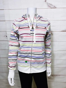Volcom Womens Hooded Jacket Size S Multicolor Striped Full Zip Pockets - Picture 1 of 9