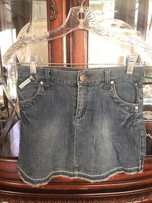 Calvin Klein Jeans Blue Denim Skirt Raw Edge Cutoff Girls Size 12 - Image 1 of 4