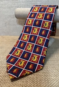 Corbata de diseñador Josh Bach 100 % seda escarabajo egipcio azul rojo amarillo - Imagen 1 de 6