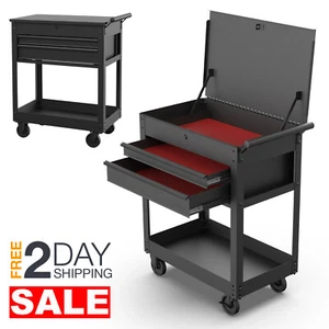 28 Inch Rolling Steel Mechanic Tool Cart With Drawers Tray On Wheels Heavy Duty - Picture 1 of 11