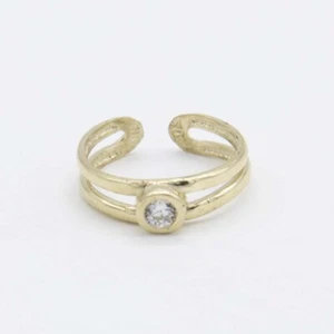Adjustable Bezel Design Toe Ring Solid Real 10K Yellow Gold - Picture 1 of 5