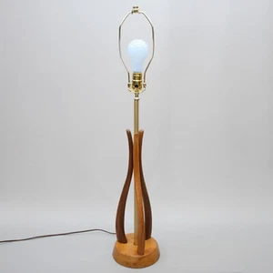 Vintage 34" Wooden Mid Century Danish Scandinavian Modern Table Lamp Teak? Light - Picture 1 of 12