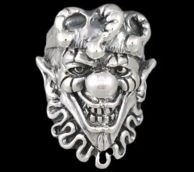 HUGE HEAVY SCARY EVIL JOKER CLOWN BATMAN 925 STERLING SOLID SILVER MENS RING - Image 1 of 4