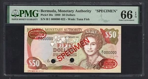 Bermuda 50 Dollars 1989 P38s "Specimen" Uncirculated Grade 66 - Picture 1 of 2