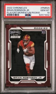 Brian Robinson Jr  2022 Panini Chronicles-Playoff Momentum RC PSA 10 Gem Mint - Image 1 of 3