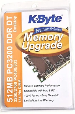 NEW KByte Computer Memory Upgrade 512MB DDR PC3200/2700 PC400/333 184 Pin DIMM  - Image 1 of 3