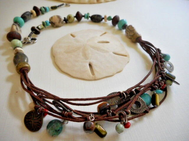 Collar Silpada Oxidado Howlita Esterlina, Coral, Ojo de Tigre Cuentas Cordón N1994 72 Foto 1 de 4