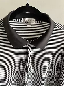 Polo vintage PETER MILLAR uomo L bianco/nero a righe - Foto 1 di 3