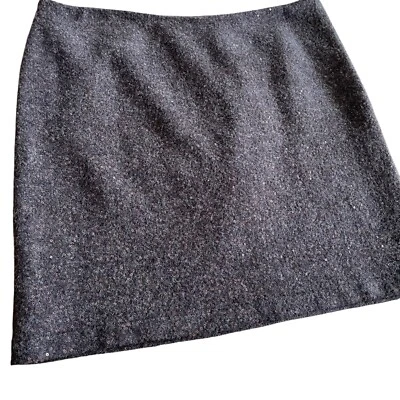 Falda J. JILL Talla 12 Nogal Otoño Marrón Lentejuelas Forrada Mezcla de Lana Cremallera Lateral Foto 1 de 4