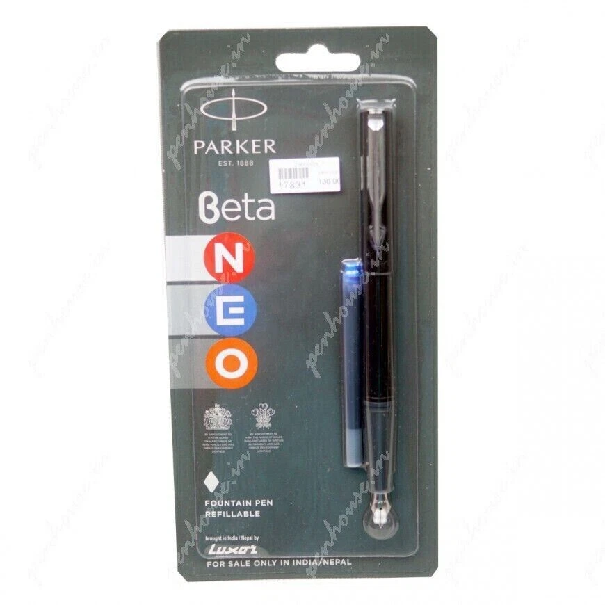 Pluma Estilográfica Neo Beta Parker Negra | Color Cuerpo | Color Tinta - Azul Foto 1 de 3