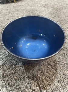 Silver Plated Blue Enamel Towle Silversmith Footed 5.25" Bowl #5001 Vintage - Picture 1 of 4
