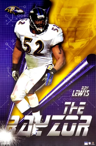 RAY LEWIS Baltimore Ravens Vintage 2001 Starline NFL Football 22x34 POSTER Cover