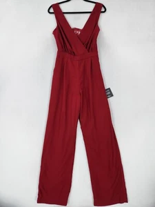 Lulus Jumpsuit Womens Small Red Kiska Wide Leg Lace Back Wedding Cocktail NEW - Picture 1 of 15