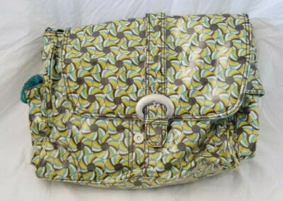 Kalencom Green & Blue Pinwheel Laminated Buckle Diaper Bag NIP - Image 1 of 4