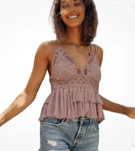 Neu mit Etikett Free People Intimate Jules bauchfreies Trägertop Spitze rosa rosa Damen L Camisole - Bild 1 von 9