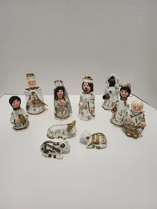 Set Natività Vintage Arte Popolare Messicana Dipinto a Mano Scena Natale 10 Pezzi - Foto 1 di 9