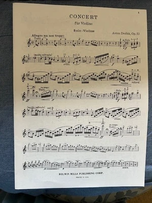 Dvorak Violin Concerto in a minor, Opus 53, Kalmus - Image 1 of 4