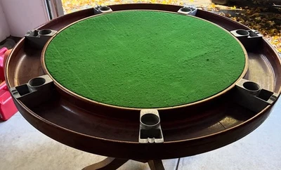 Antique Vintage Mahogany Poker Table Top - Image 1 of 3