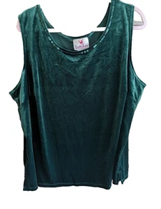 Quacker Factory Damen Samt Tank Top 3X Pailletten Urlaub tiefgrün Whimsigoth - Bild 1 von 6