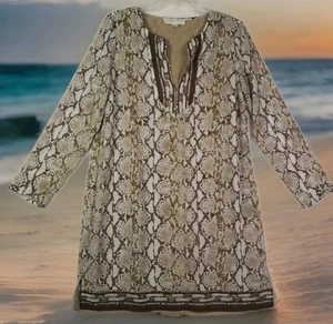 Michael Kors Langarm Midi Tunika Kleid Gr. M Schlangenleder Print Boho Modern Chic - Bild 1 von 16