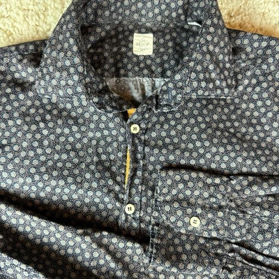 HOMBRE 40-15 3/4 GMF 965 Azul Manga Larga Abotonada, 100% Algodón SP437 Foto 1 de 4