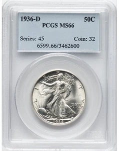 1938-D Walking Liberty Half PCGS MS65 Key Date - Picture 1 of 2