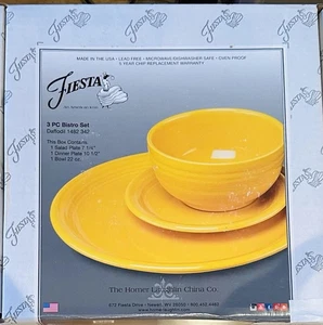 Fiesta 3-teiliges Bistro-Set Narzissengelb Neu Box Hergestellt in den USA Bleifreies Geschirr - Bild 1 von 1