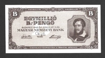 Hungary Banknote 1946 P. 134 Egymillio B.-Pengo 1.000.000.000.000.000.000 - UNC - Image 1 of 2