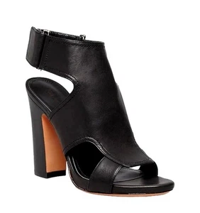 Pour La Victoire Echo Cut Out Black Leather Sandals Stacked Heel 9.5 Brazil - Picture 1 of 7