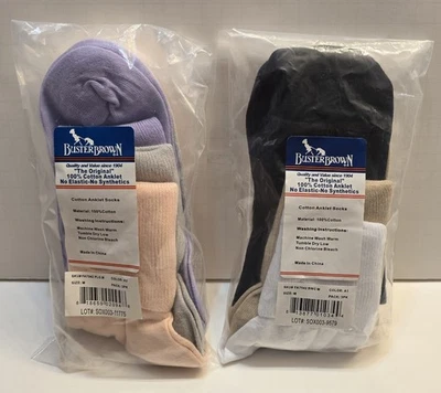 Buster коричневый женщин 100% хлопок лодыжки носки 6 пара различных цветов размер M/10 - Изображение 1 из 4