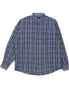 CHAPS Mens Shirt 2XL Navy Blue Check Cotton DS80 - Picture 1 of 3