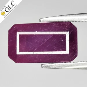 ๐ GLC CERTIFIED 4.44ct Octagon Natural Purplish Red Ruby - Unheated, Guinea Gem - Picture 1 of 5