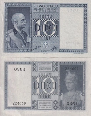 Italy 10 Lire 1939 P 25 c AUnc - Image 1 of 3