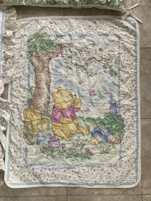 Juego De 3 Ropa De Cama Cuna Vintage Disney Clásico WINNIE THE POOH Rojo Calliope 1995 Foto 1 de 4
