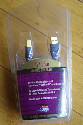 Belkin Usb Gold Series A Plug / B Plub 24k Gold  6’ Device Cable New Free Ship - Image 1 of 2