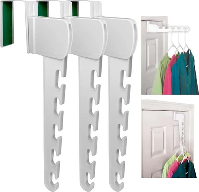 over the Door 3-Pack Organizer for Clothes Hangers, Space-Saving Cascading Hange - Image 1 of 4