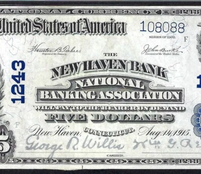 🇺🇸CT 1902 $5 ♚♚NEW HAVEN, CONNECTICUT♚♚ NATIONAL BANKING ASSOC.  PMG EF 40 EPQ - Image 1 of 3