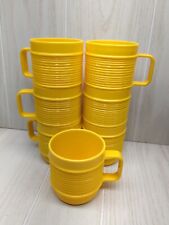 Rubbermaid Vintage Stackable Yellow Cups Mugs Ribbed 3819 Lot 7