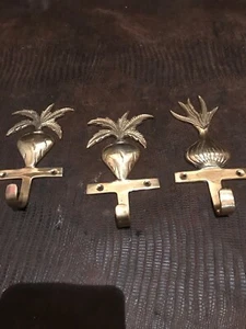 3 solid brass towell hooks or hat /coat hooks            An onion and 2 radishes - Picture 1 of 3