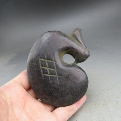 Chinese old  jade,Hongshan culture,Black magnet,rare dragon,pendant N539 - Image 1 of 4