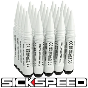 SICKSPEED 20 PC WHITE 5 1/2" LONG SPIKED STEEL LOCKING LUG NUTS 12X1.5 N17 - Picture 1 of 1