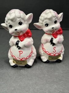 Sanmyrd Made in Japan Sheep wRed Bow Salt Pepper Shakers - Picture 1 of 9