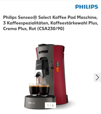 Philips SENSEO® Select Kaffee Pad Maschine,    3 Kaffeespezialitäten, Crema Plus - Bild 1 von 4