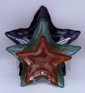 Akcam Turkish Glass Ocean Starfish Nautical Decorative Serving Plate Set of 3 - Picture 1 of 9