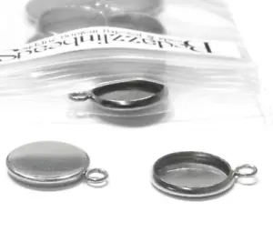 2 dijes colgantes de taza bisel de 12 mm de acero inoxidable grado 304 quirúrgico - Imagen 1 de 1