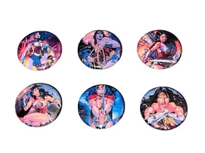 1" SET OF 6 DC WONDER WOMAN COMICS BADGE LAPEL BUTTONS PINS PINBACK [P633] - Picture 1 of 2