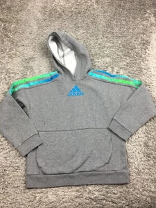 Adidas Hoodie Boys Size Large Blue Green Striped Front Logo - Picture 1 of 13
