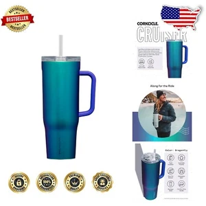 40 oz Dragonfly Insulated Tumbler with Handle – Keeps Drinks Cold for 20 Hours - Picture 1 of 9