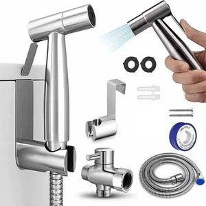 Toilet Shattaf Adapter Hose Bidet Spray Stainless Steel Handheld Shower Head US - Picture 1 of 12